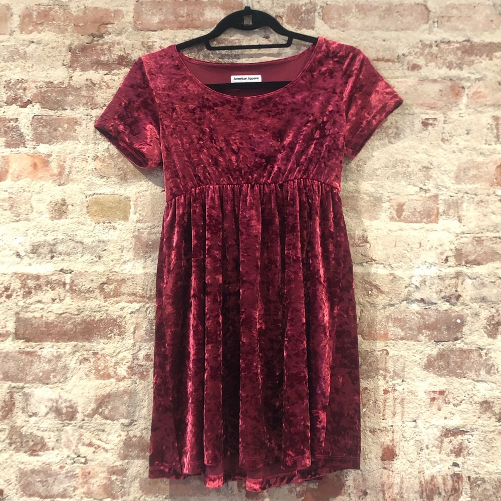 Red Crushed Velvet Babydoll Dress